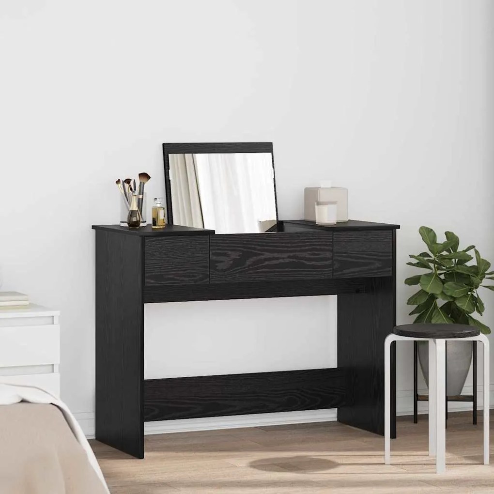 Mesa de Maquiagem com Espelho Preto 100x45x76 cm