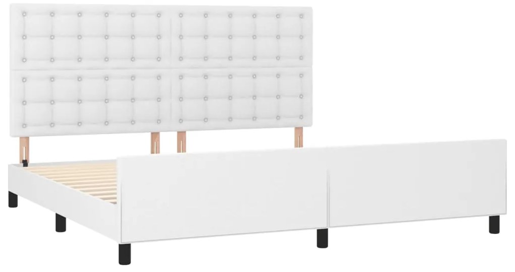 Estrutura cama c/ cabeceira couro artificial 200x200 cm branco