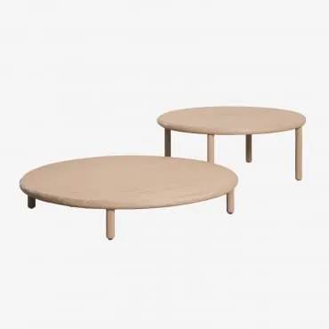 Conjunto De 2 Mesas De Centro Redondas Para Jardim Em Madeira De Acácia Olivia Marrom Acácia Claro & Marrom Acácia Claro - Sklum