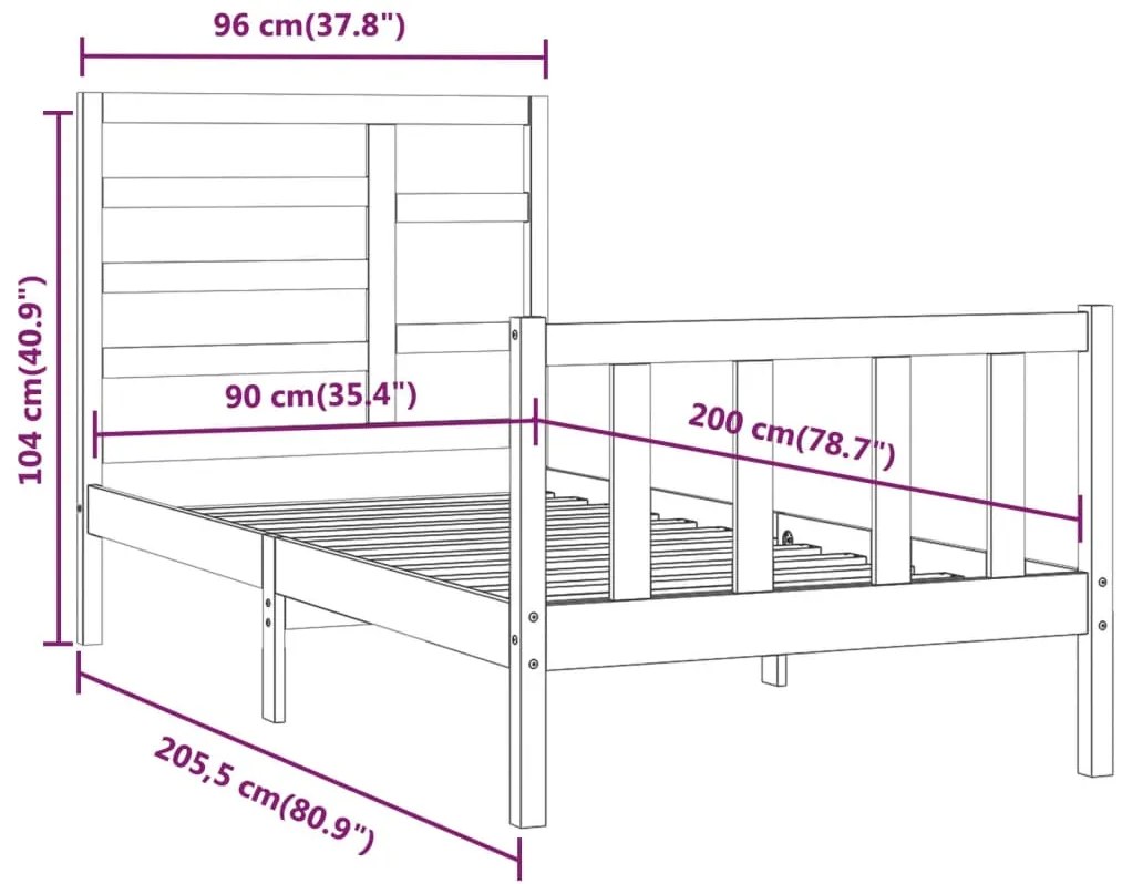 Cama sem colchão 90x200 cm madeira de pinho maciça branco