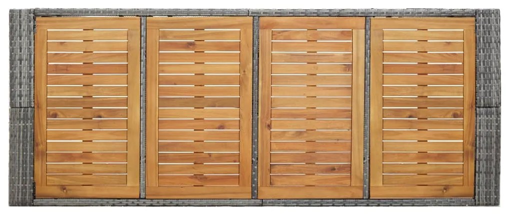 9 pcs conjunto bar p/ exterior vime PE madeira acácia cinzento