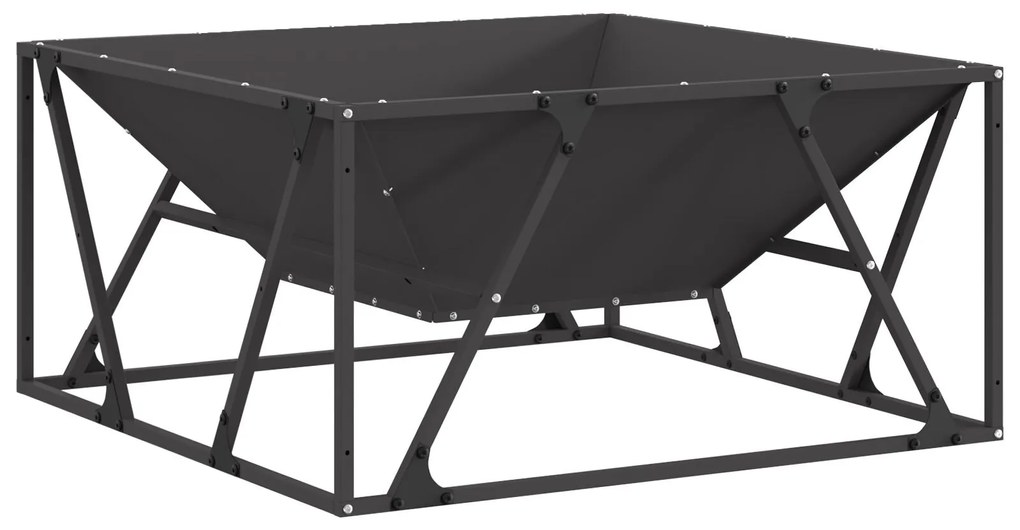 Fogueira Quadrada vidaXL Preta 80x80x40 cm Aço