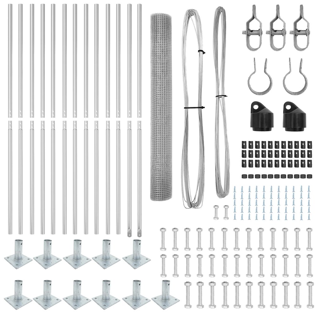 Conjunto de Poste de Cerca Conjunto de 2 Aço galvanizado 25 x 1 m