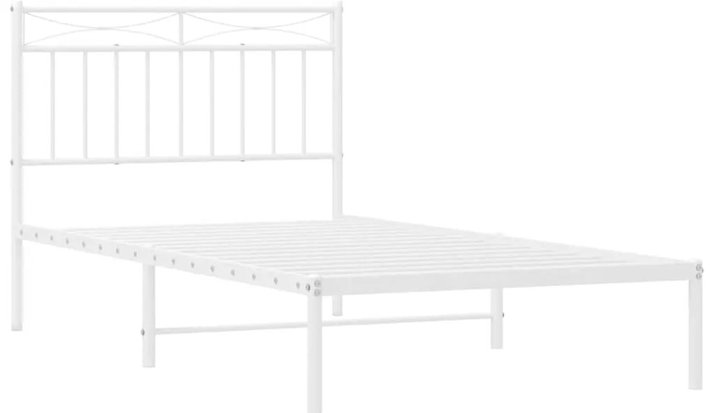 Estrutura de cama com cabeceira 100x190 cm metal branco