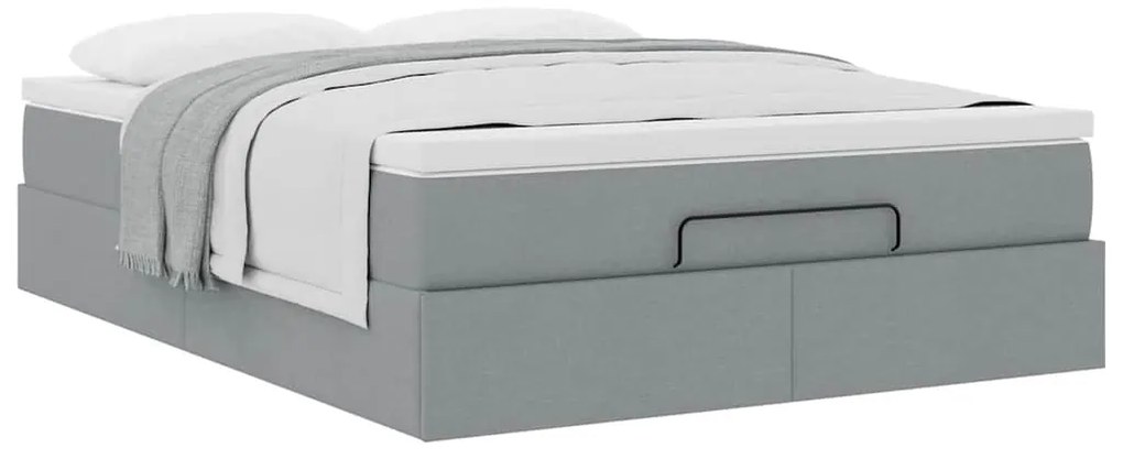 Estrutura de cama otomana com colchão 140x190 cm cinzento claro