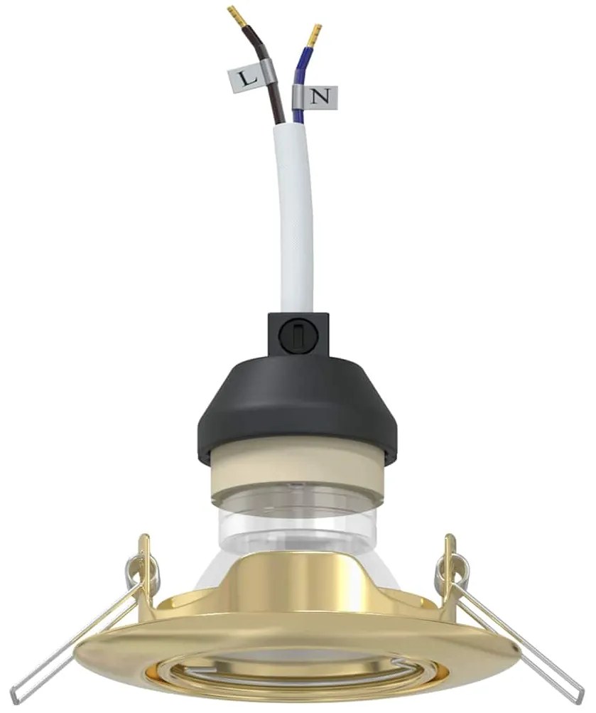 Spotlights Embutidos 12 pcs Redondos GU10 Dourado Ø90 mm Aço