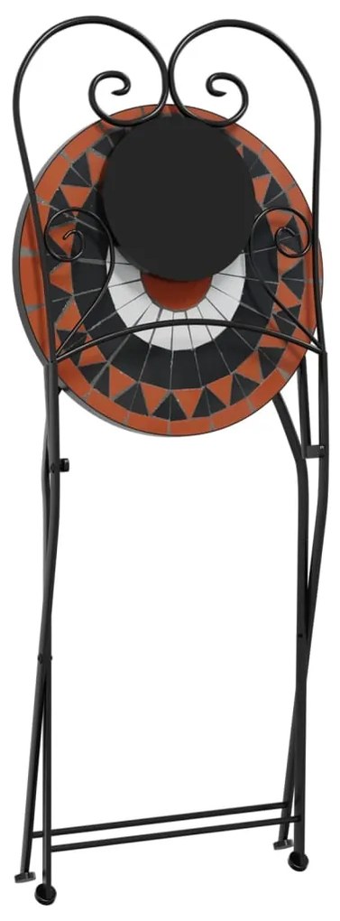 Conjunto de bistrô mosaico ferro e cerâmica terracota e branco