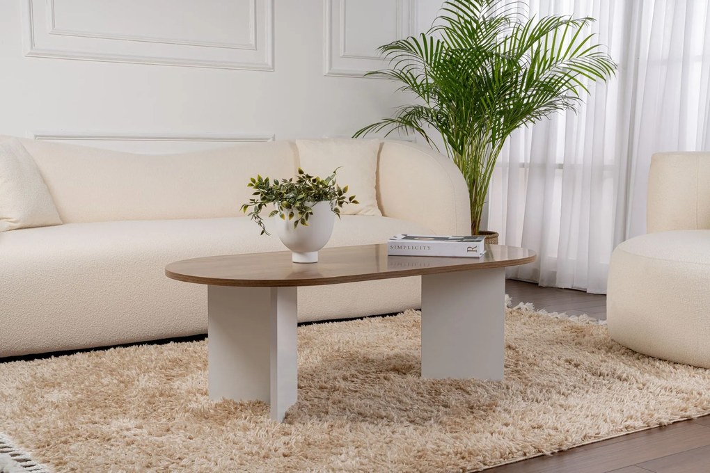 Mesa de Centro Sable – Walnut e Branco – 119x40x60 cm