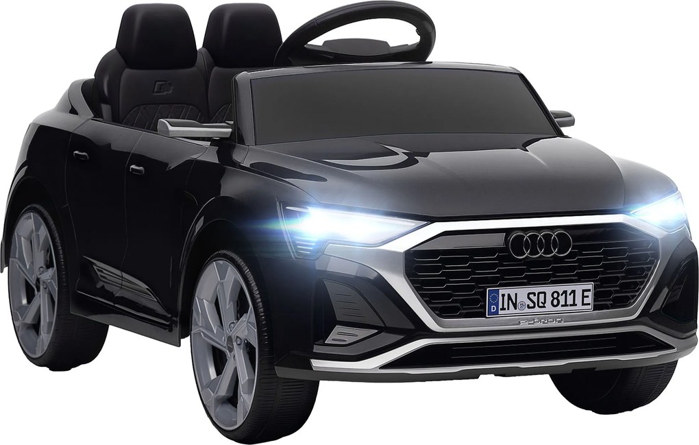 AIYAPLAY Carro Elétrico para Crianças Carro Audi Q8 Etron Sportback Infantil 12V Faróis Buzina e Música 98x49,5x43 cm Preto | Aosom Portugal