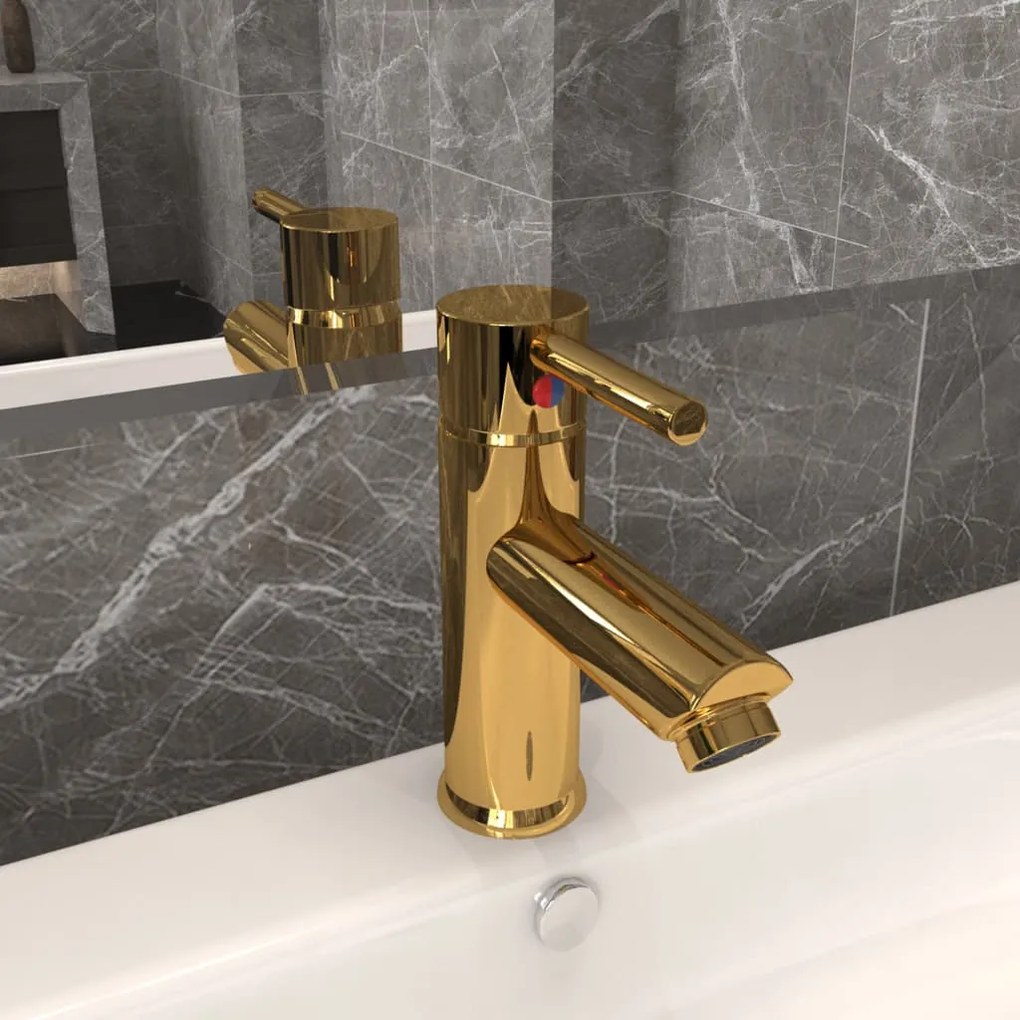 149067 vidaXL Torneira para lavatório de casa de banho 130x176 mm dourado