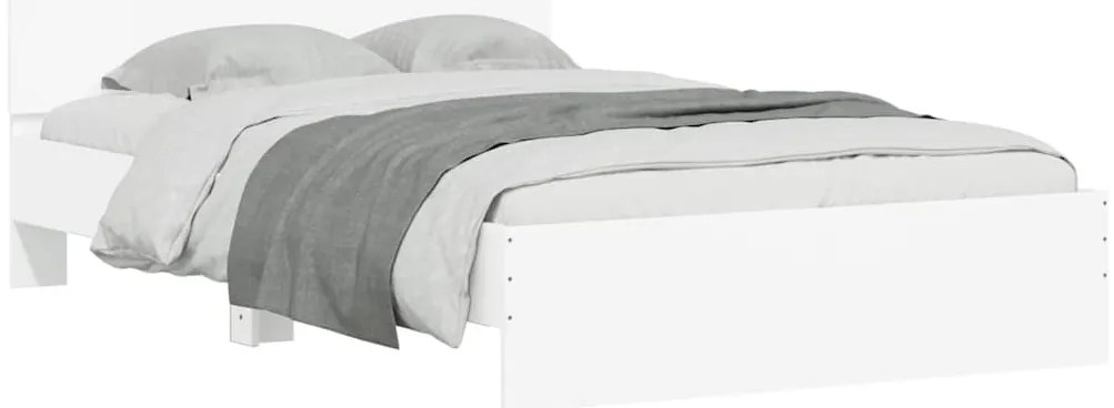 Estrutura de cama com cabeceira e luzes LED 120x200 cm branco