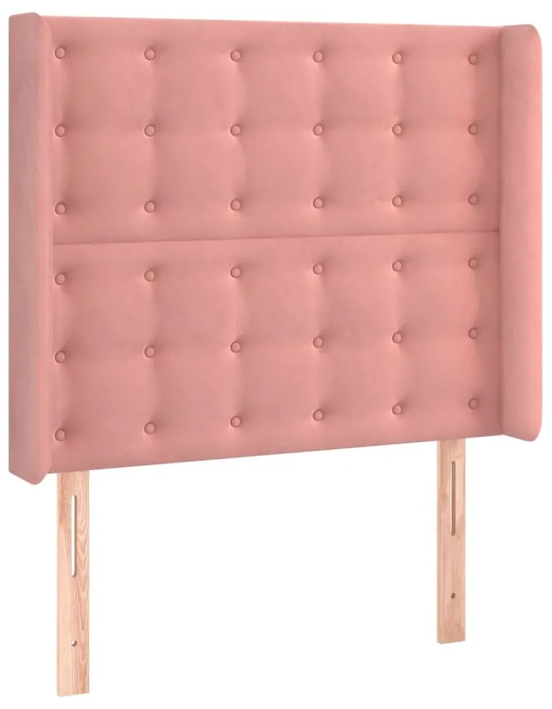 Cabeceira de cama c/ luzes LED veludo 93x16x118/128 cm rosa