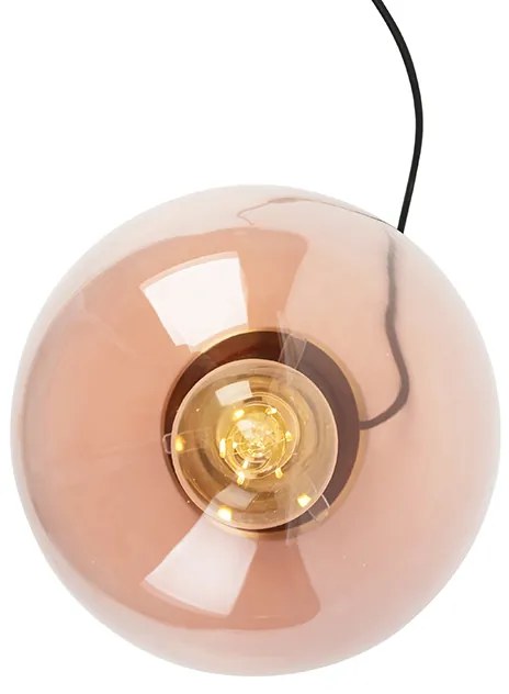 Candeeiro de mesa Art Déco em latão com vidro rosa - Pallon