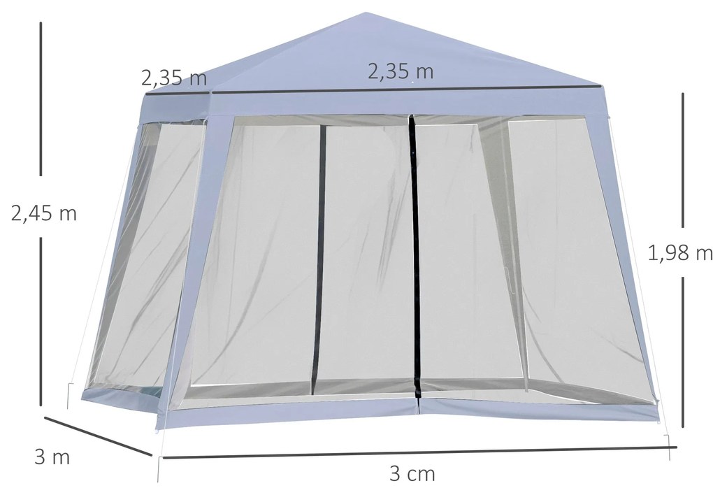 Tenda de Jardim 3x3m Gazebo com 4 Partes Laterais Mosquiteiro com Zípe