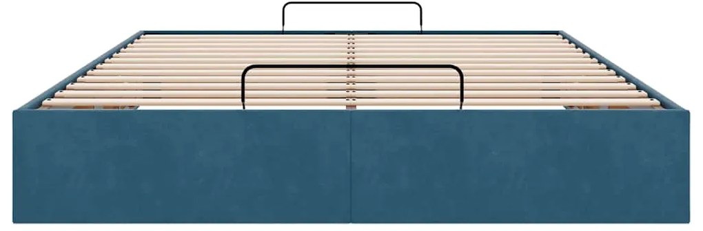 Estrutura de cama otomana sem colchão 140x200 cm azul escuro