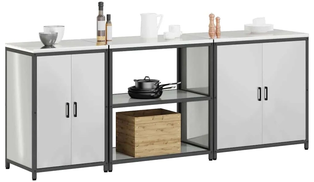 Conjunto de Armazenamento de Cozinha com prateleira Outros 3 pcs Prata