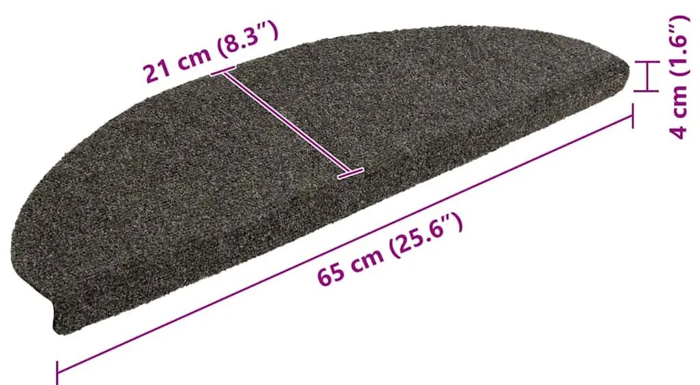Tapetes de escada autoadesivos 30 pcs 65x21x4 cm antracite