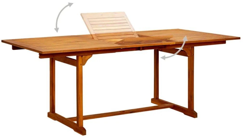 Mesa de jantar p/ jardim (150-200)x100x75 cm acácia maciça