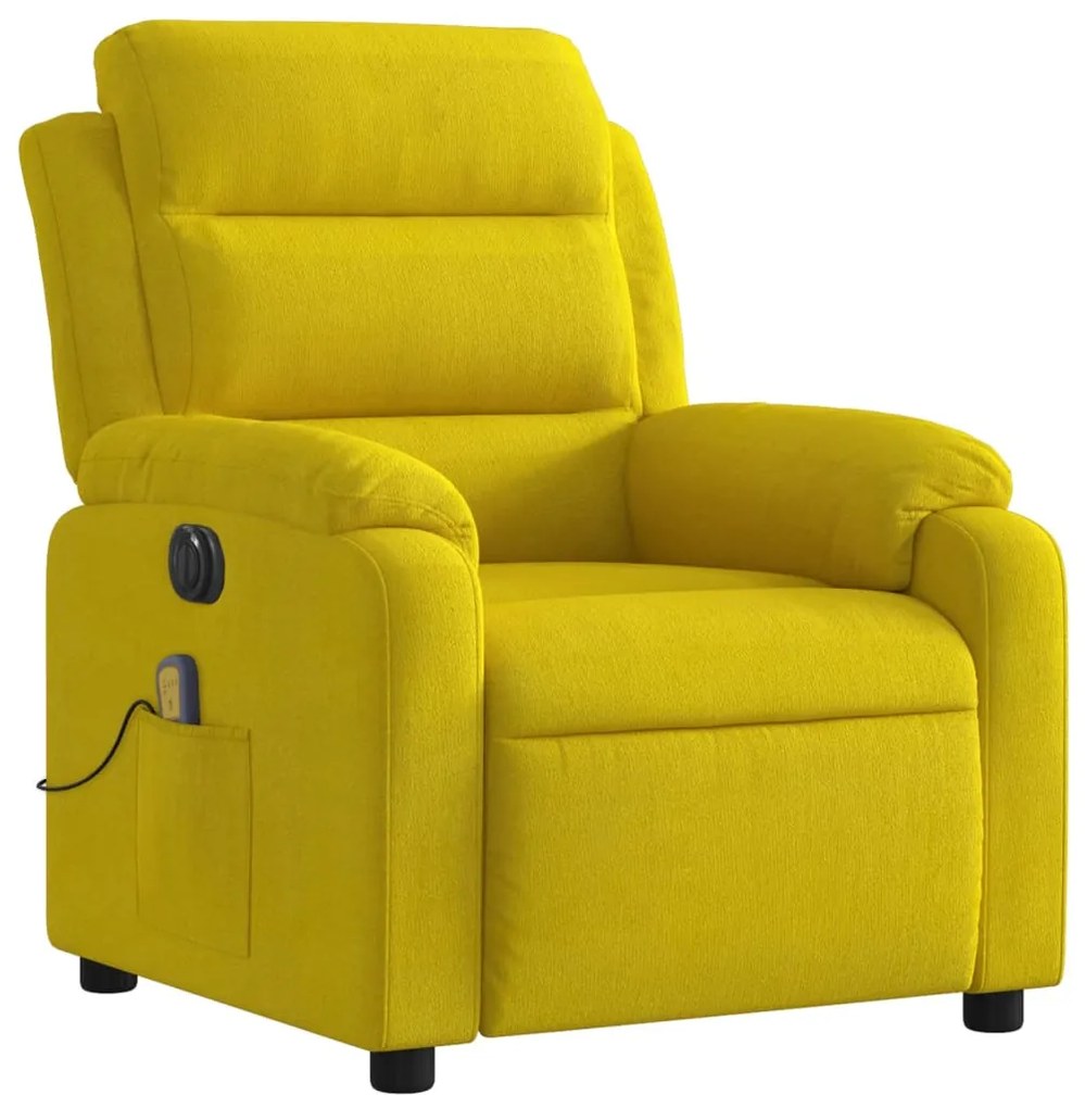 Poltrona de massagens reclinável elétrica veludo amarelo