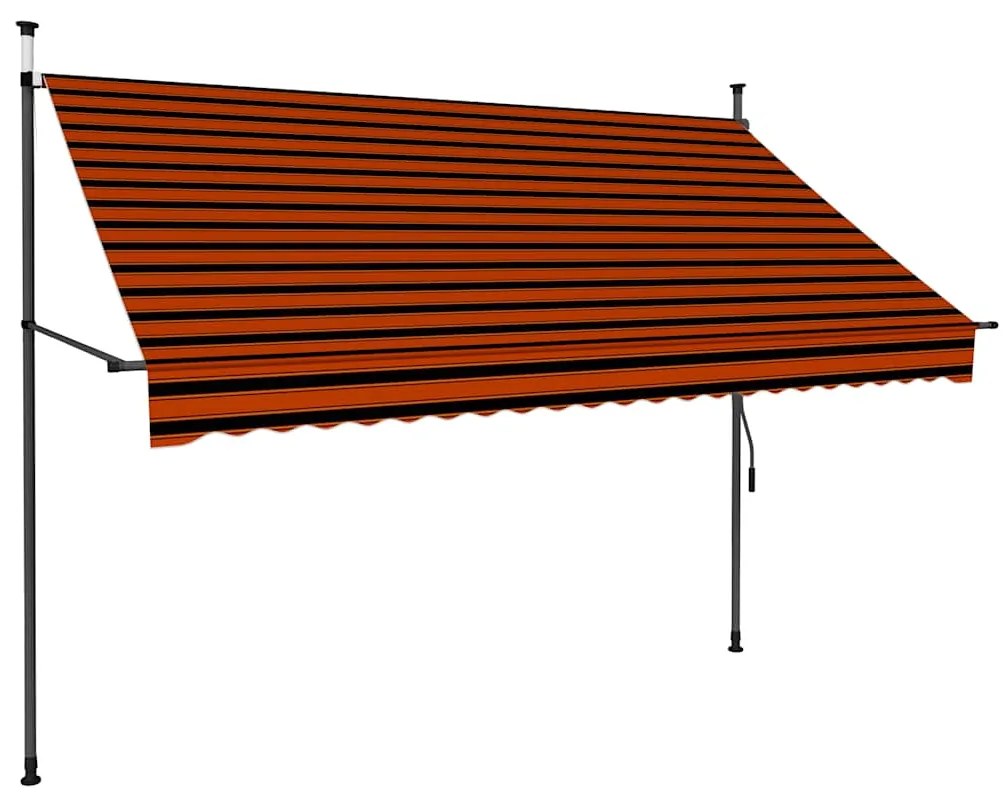 Toldo retrátil manual com LED 250 cm laranja e castanho
