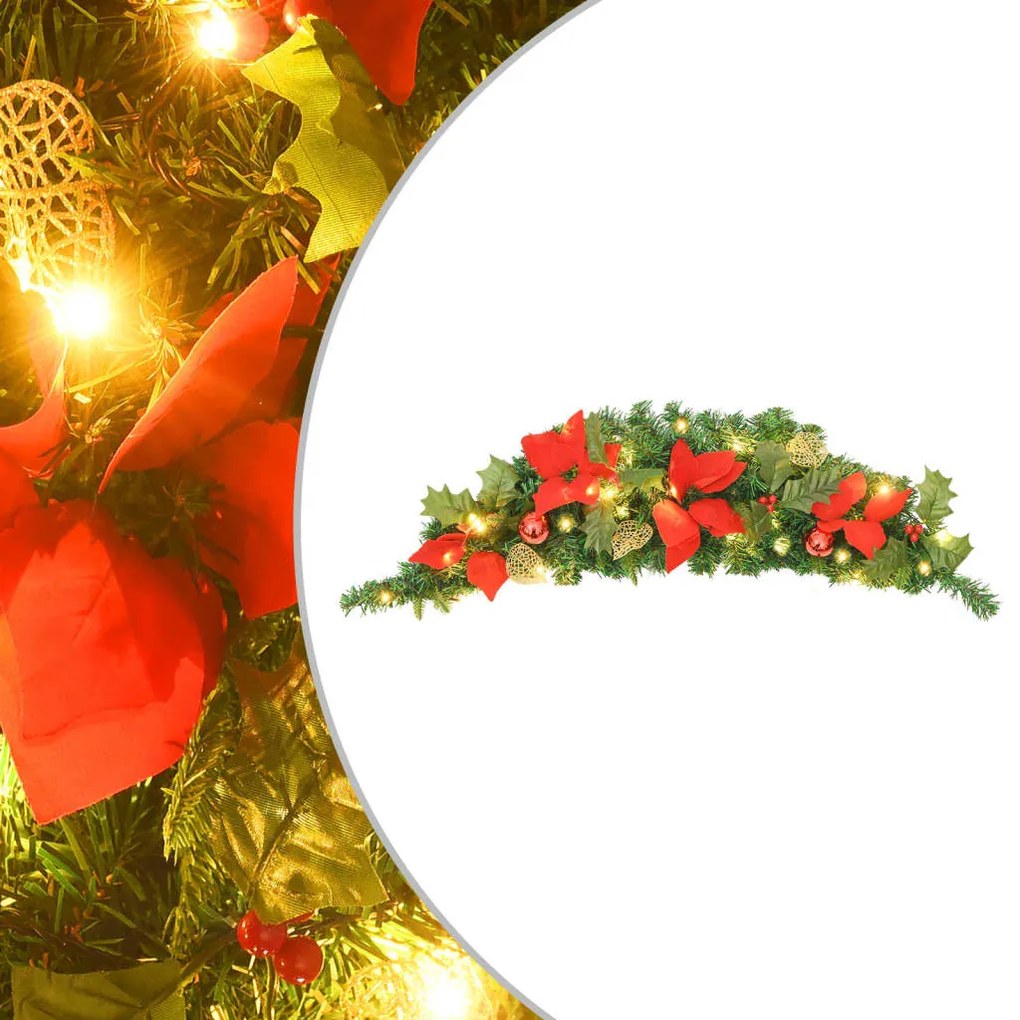 320980 vidaXL Grinalda de Natal com luzes LED 90 cm PVC verde