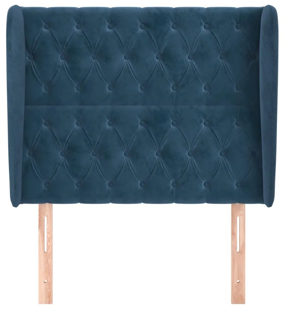 Cabeceira cama c/ abas veludo 93x23x118/128 cm azul-escuro