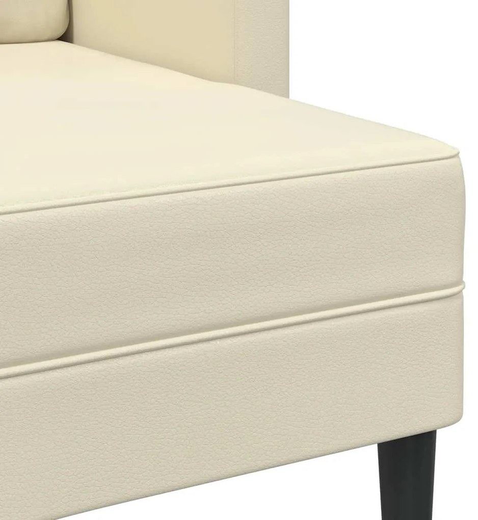 Sofá 2 lugares com Chaise em L 125 cm couro artificial creme