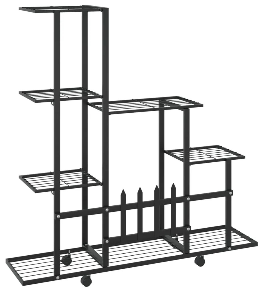 Suporte de vasos c/ rodas 94,5x25x92,5 cm metal preto