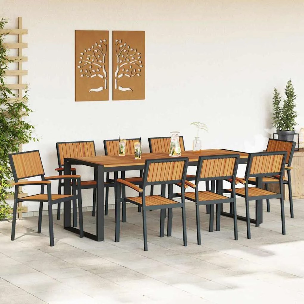 Conjunto de Jantar de Jardim de 5 Peças em Madeira Sólida de Acácia e