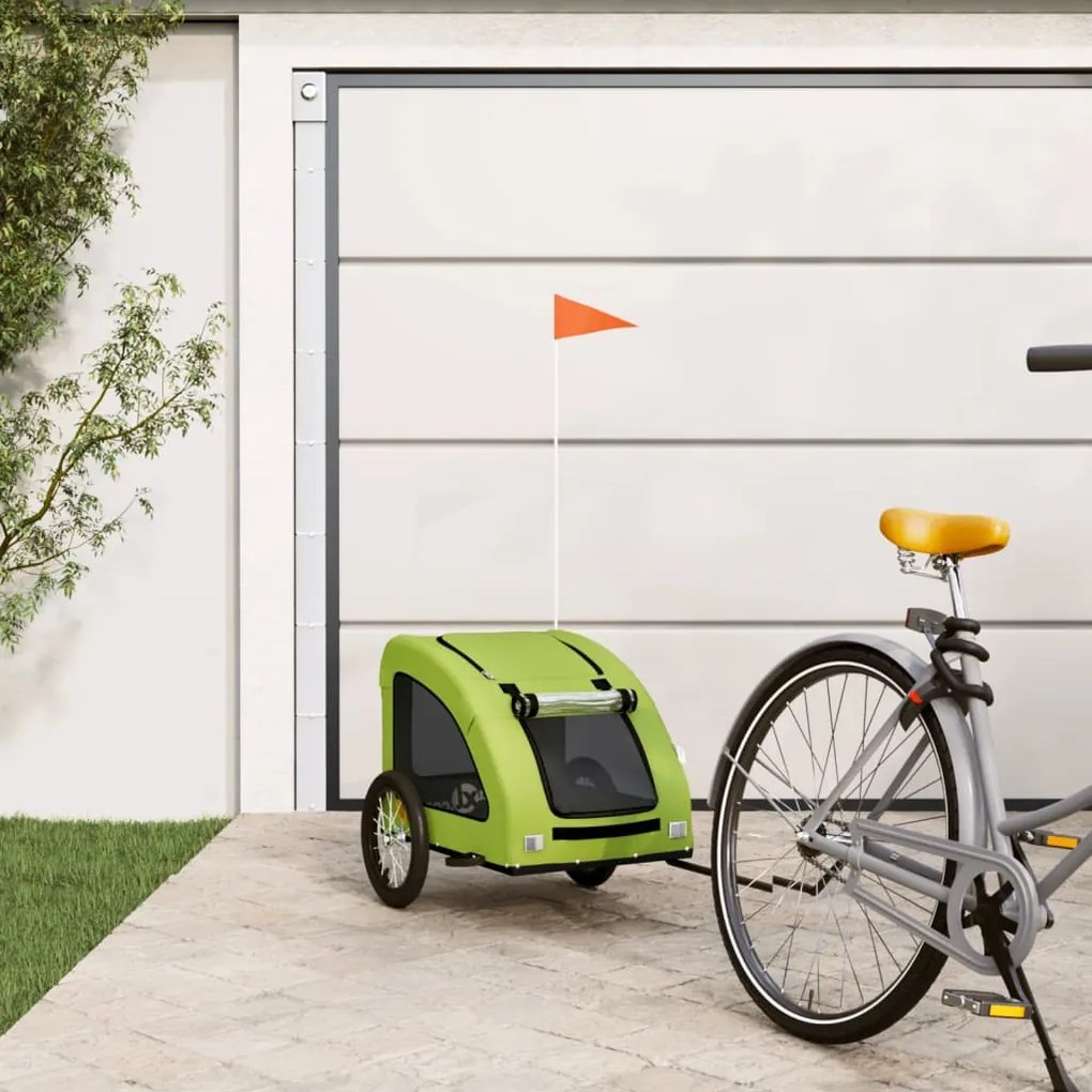 vidaXL Reboque de bicicleta p/ animais tecido oxford/ferro verde