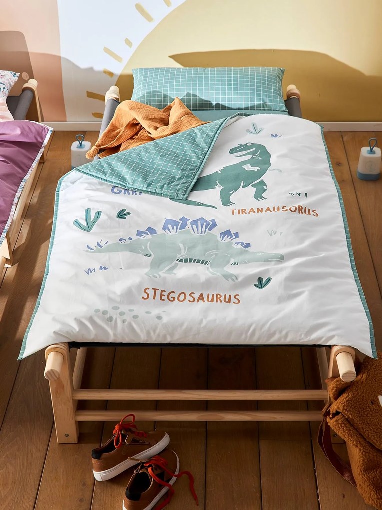 Pronto-a-dormir personalizável, especial autonomia, MINILI DINOSSAUROS verde medio liso com motivo