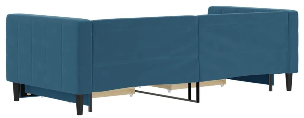 Sofá-cama com gavetão e gavetas 90x200 cm veludo azul