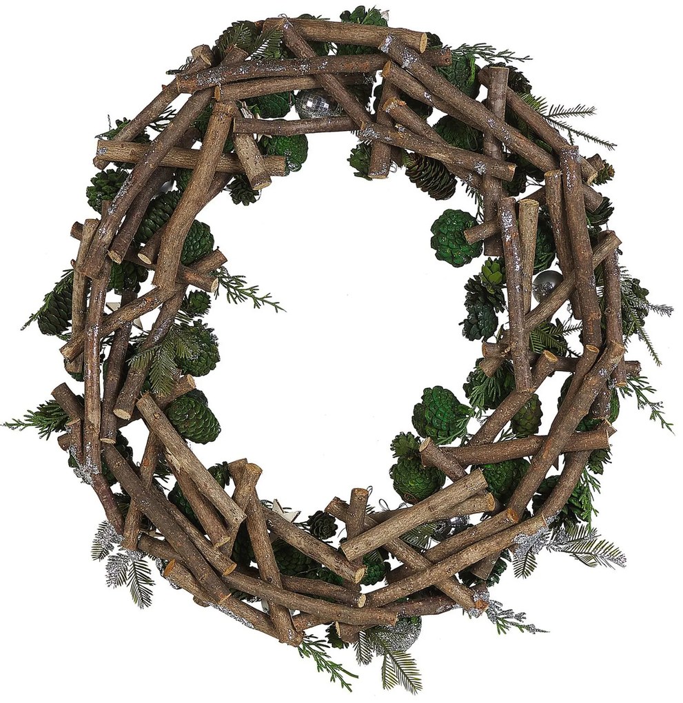 Grinalda decorativa verde e prateada ⌀ 50 cm FILPUS Beliani