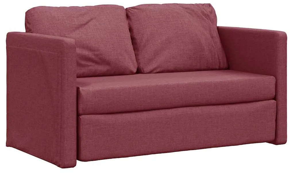 Sofá-cama sem pés 112x174x55 cm tecido vermelho tinto