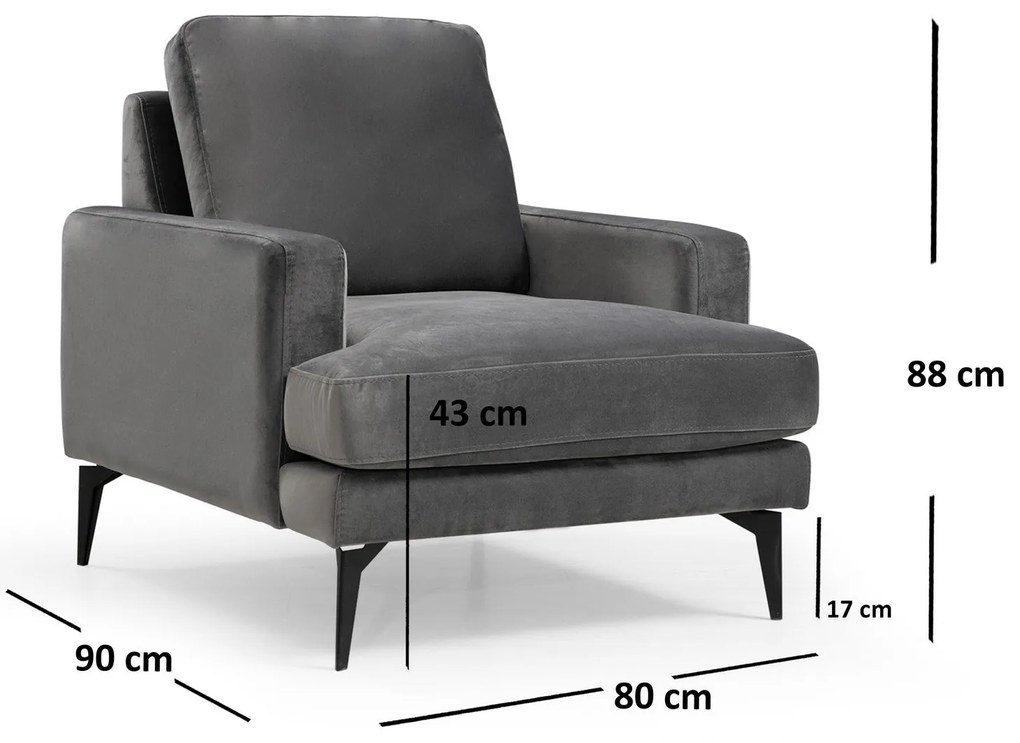 Cadeirão Papira – Antracite – 80x90x88 cm