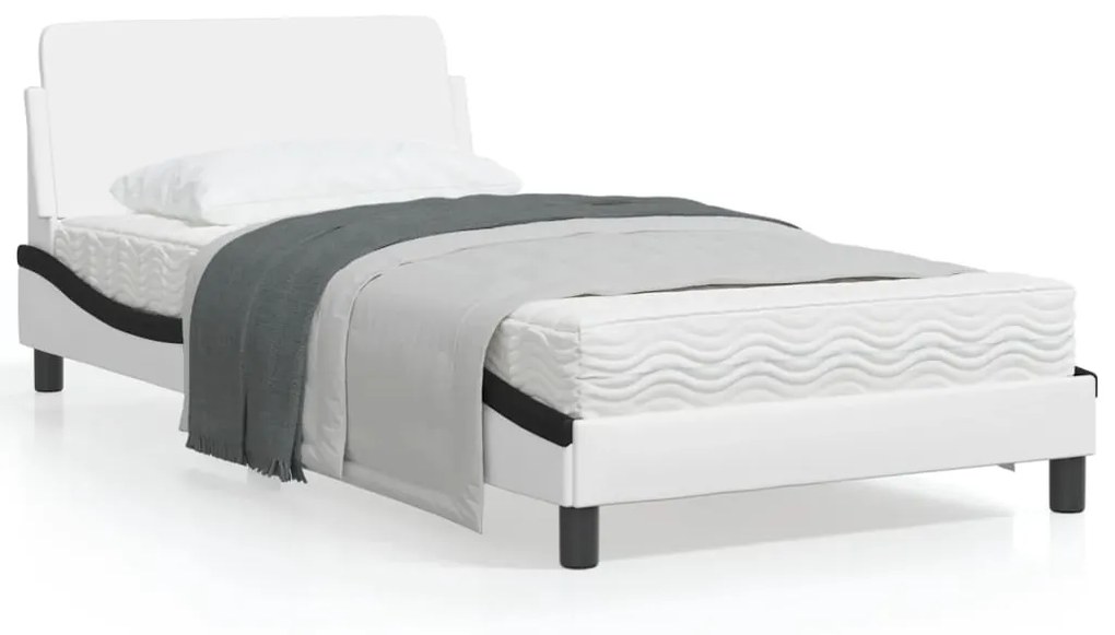 vidaXL Estrutura cama c/ cabeceira 100x200 cm couro artificial
