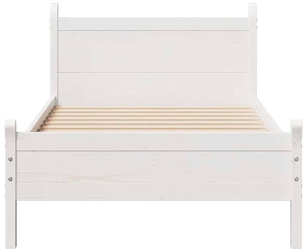 Cama sem colchão 90x200 cm madeira de pinho maciça branco