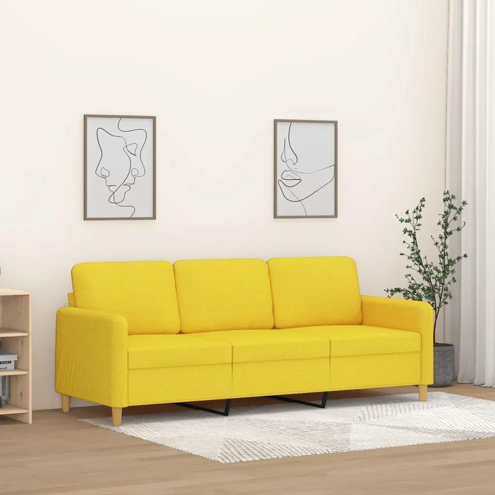 Sofá de 3 lugares 180 cm tecido amarelo-claro