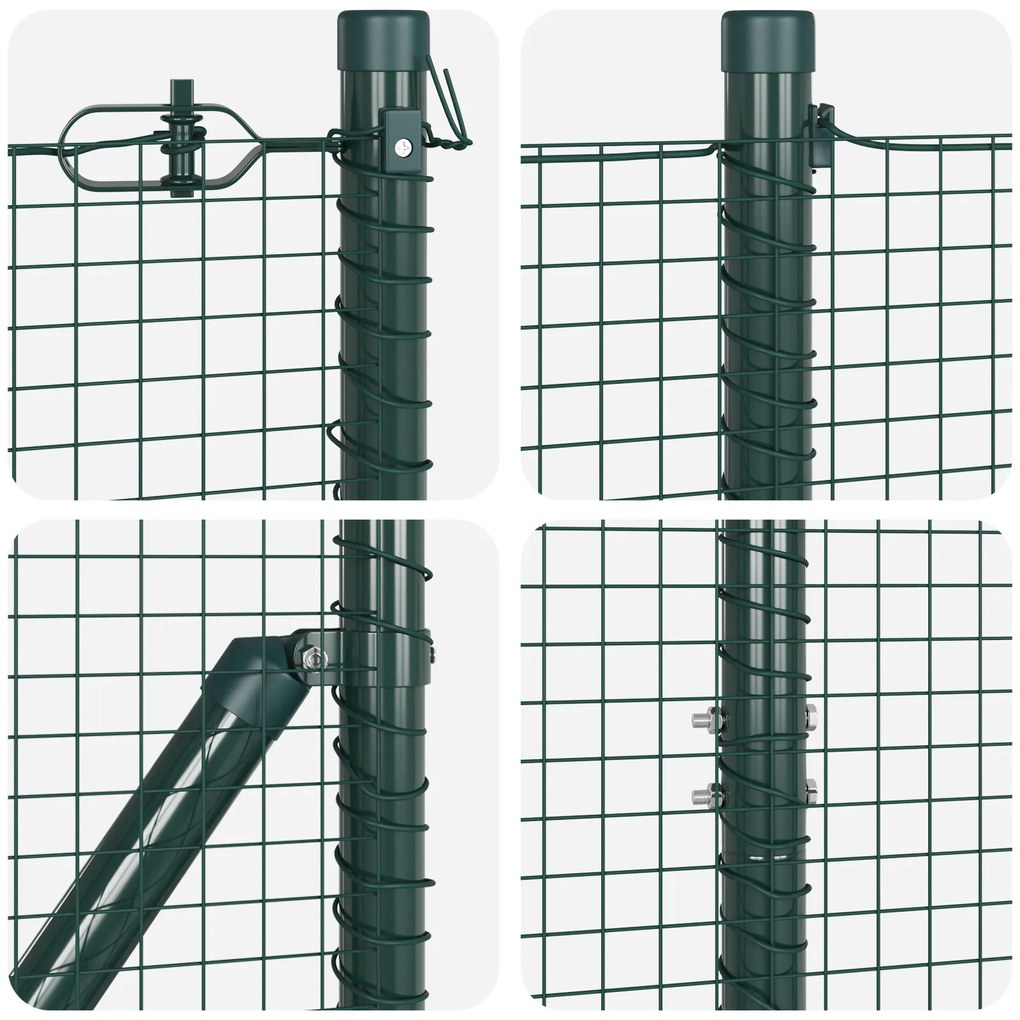 Conjunto de Poste de Cerca Verde Conjunto de 2 Verde