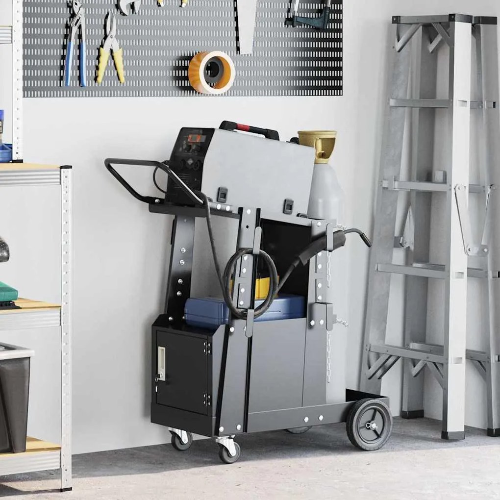 vidaXL Carro de soldadura Preto 91 x 47 x 96 cm Aço