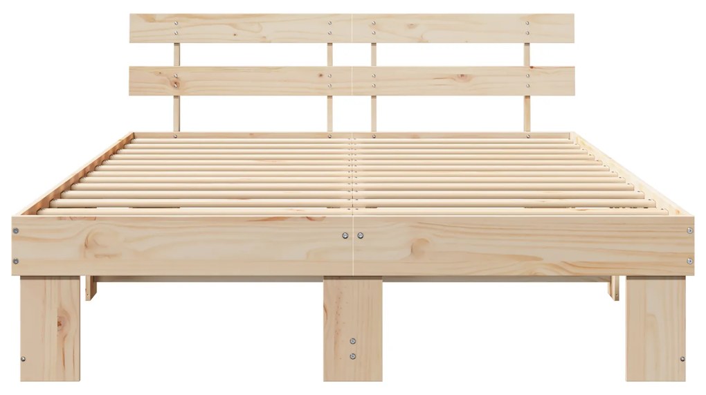 Estrado de Cama com Cabeceira 140x200 cm Madeira Maciça de Pinho