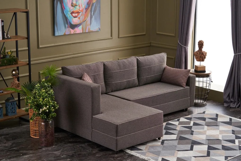 Sofá-Cama de Canto Ece – Castanho – 242x88x90 cm