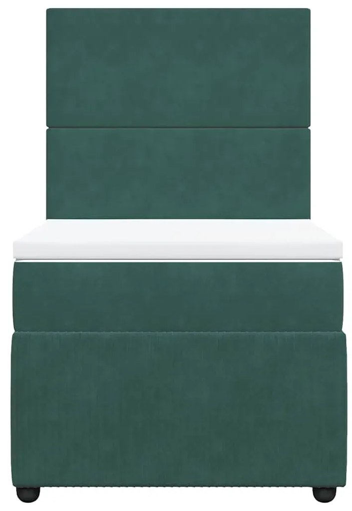 Cama com molas/colchão 100x200 cm veludo verde-escuro