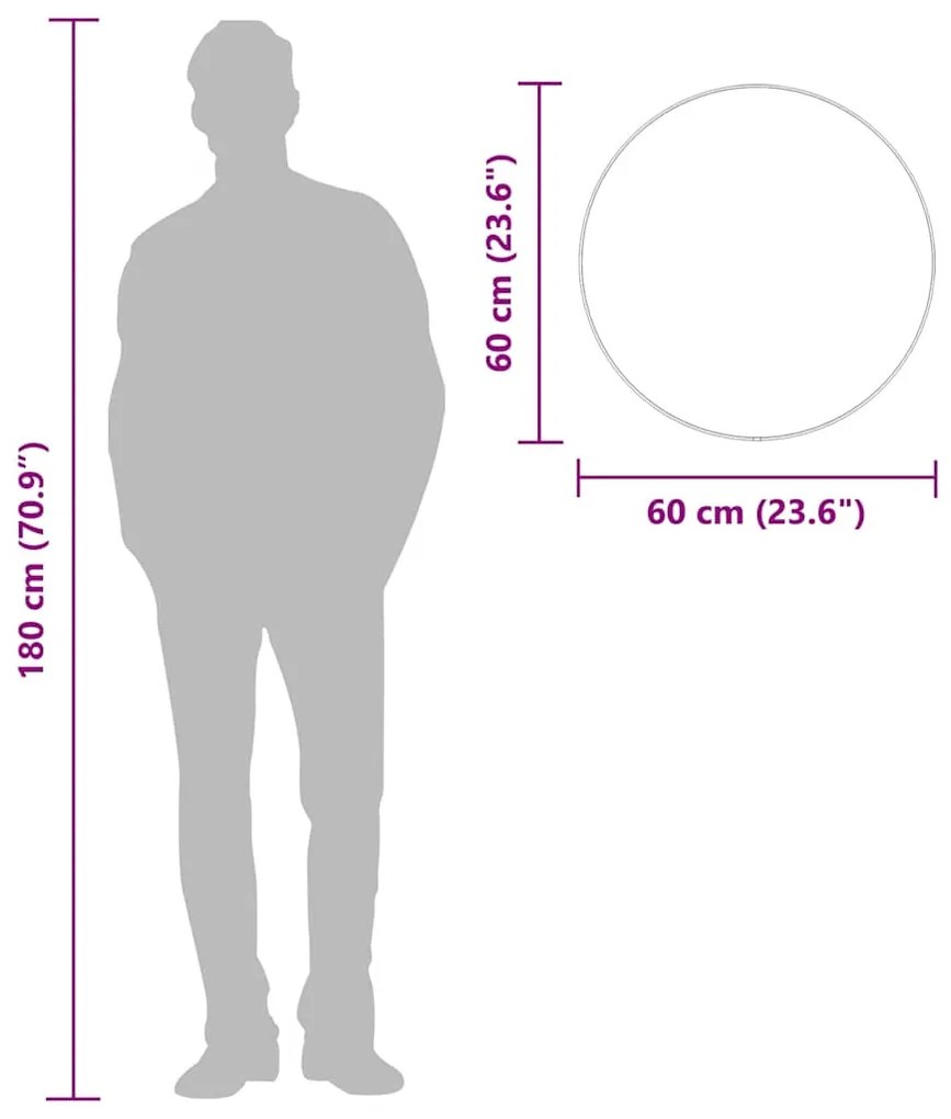 Espelho de parede Ø60 cm redondo preto
