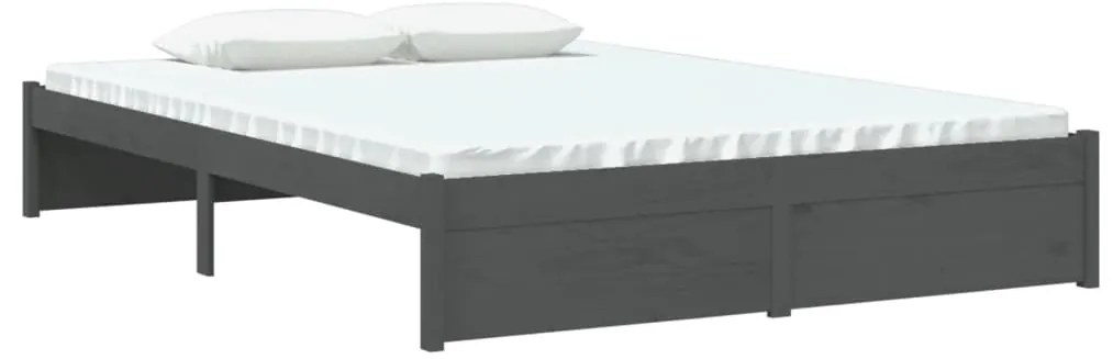Estrutura de cama 140x200 cm madeira maciça cinzento