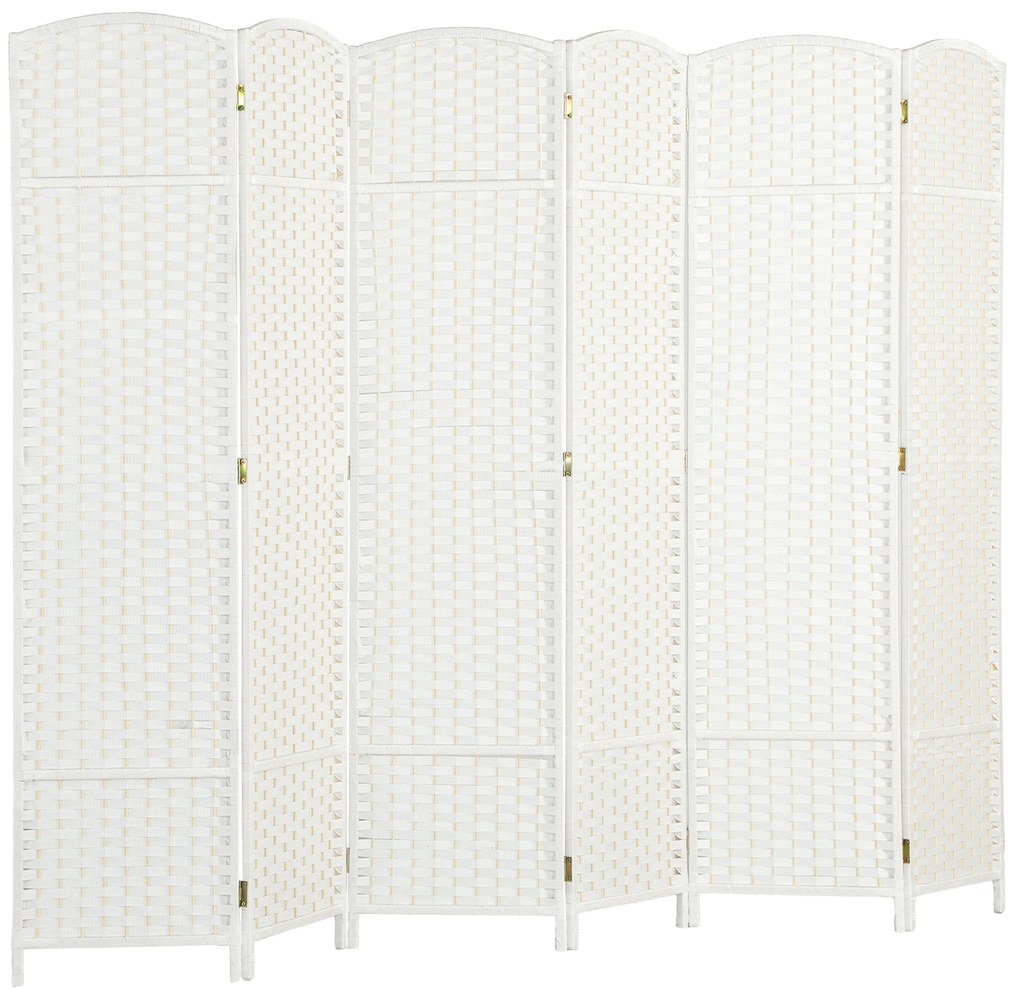 HOMCOM Biombo de 6 Painéis Separador de Ambientes Dobrável 240x170 cm para Sala de Estar Dormitório Escritório Branco
