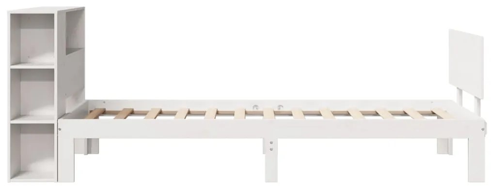 Cama com estante sem colchão 90x190 cm pinho maciço branco
