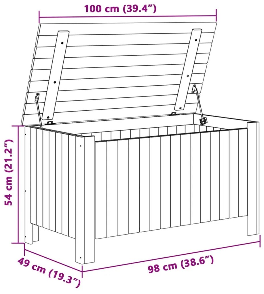 Caixa arrumação c/ tampa RANA 100x49x54 cm pinho maciço branco