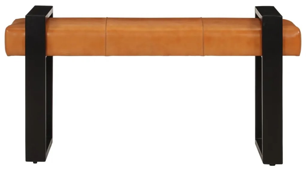 Banco 110 cm couro de cabra genuíno preto e castanho