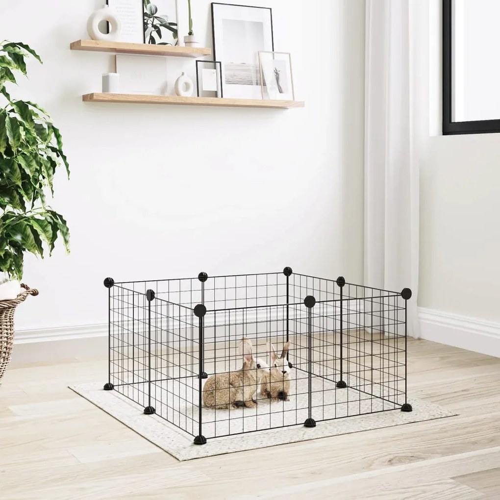 vidaXL Gaiola p/ animais de estimação com 8 painéis 35x35 cm aço preto